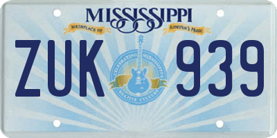 MS license plate ZUK939