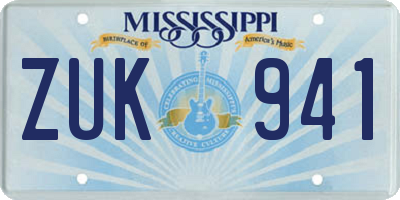 MS license plate ZUK941