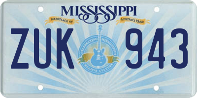 MS license plate ZUK943