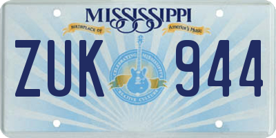 MS license plate ZUK944