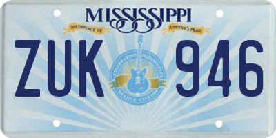 MS license plate ZUK946