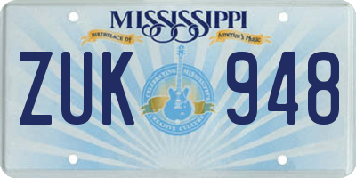 MS license plate ZUK948