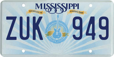 MS license plate ZUK949