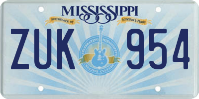 MS license plate ZUK954
