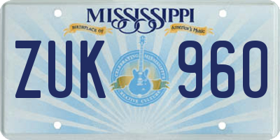 MS license plate ZUK960
