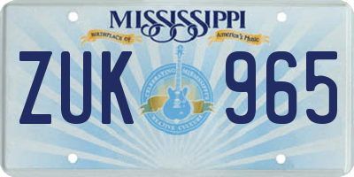MS license plate ZUK965