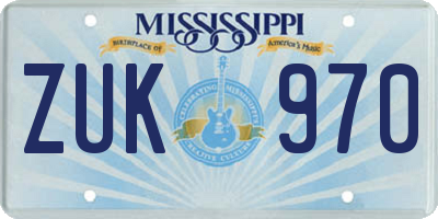 MS license plate ZUK970