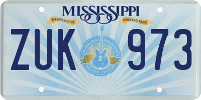 MS license plate ZUK973