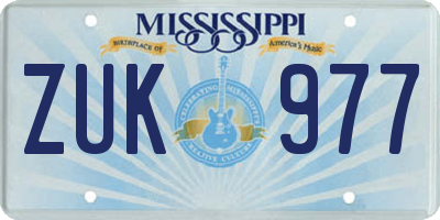 MS license plate ZUK977