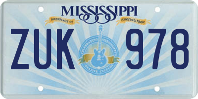 MS license plate ZUK978