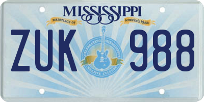 MS license plate ZUK988