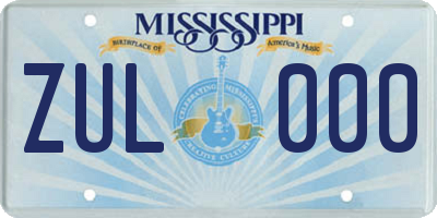 MS license plate ZUL000