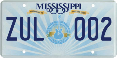 MS license plate ZUL002