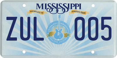 MS license plate ZUL005