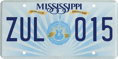 MS license plate ZUL015