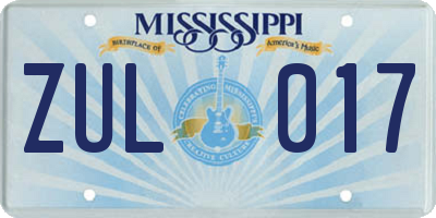 MS license plate ZUL017