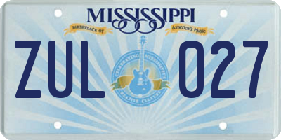 MS license plate ZUL027
