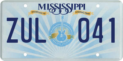 MS license plate ZUL041