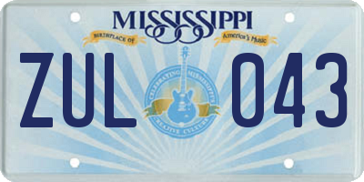 MS license plate ZUL043