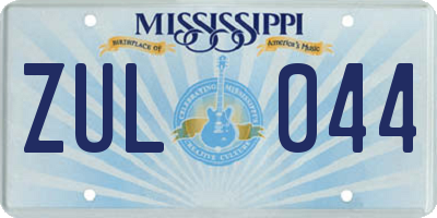 MS license plate ZUL044