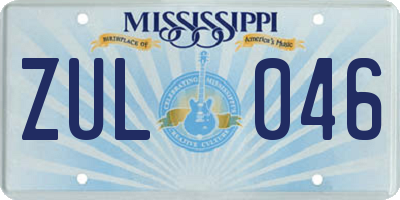 MS license plate ZUL046