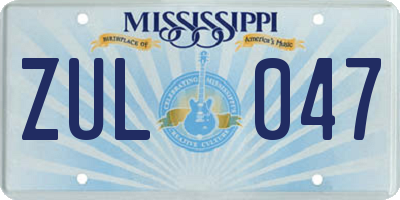 MS license plate ZUL047