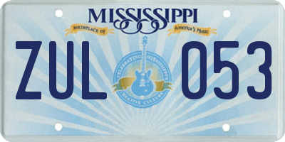 MS license plate ZUL053