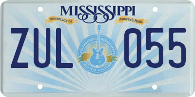 MS license plate ZUL055