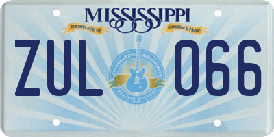 MS license plate ZUL066