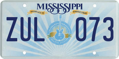 MS license plate ZUL073