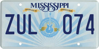 MS license plate ZUL074