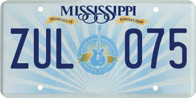MS license plate ZUL075