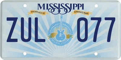 MS license plate ZUL077