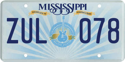 MS license plate ZUL078