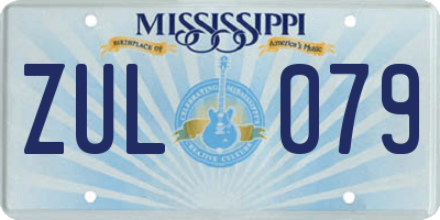MS license plate ZUL079