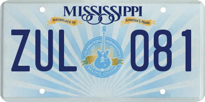 MS license plate ZUL081