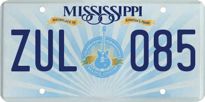 MS license plate ZUL085