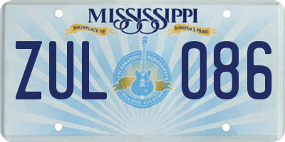 MS license plate ZUL086