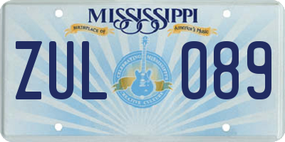MS license plate ZUL089