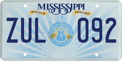 MS license plate ZUL092