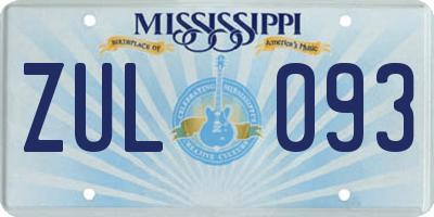 MS license plate ZUL093