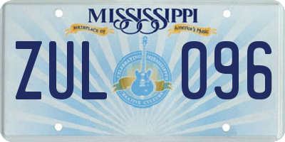 MS license plate ZUL096