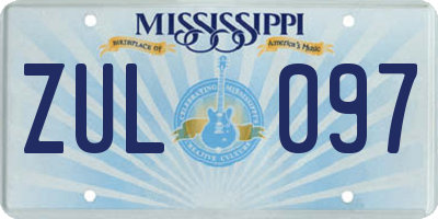 MS license plate ZUL097