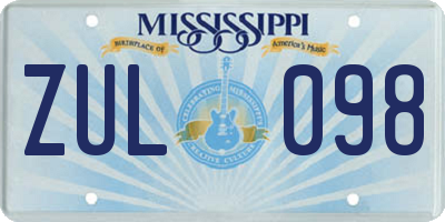 MS license plate ZUL098