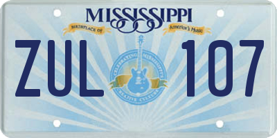 MS license plate ZUL107