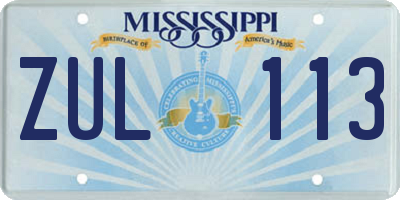 MS license plate ZUL113