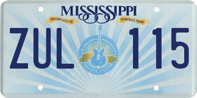 MS license plate ZUL115