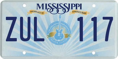 MS license plate ZUL117