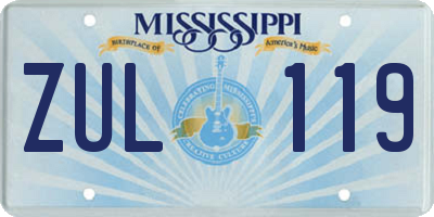 MS license plate ZUL119