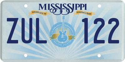 MS license plate ZUL122